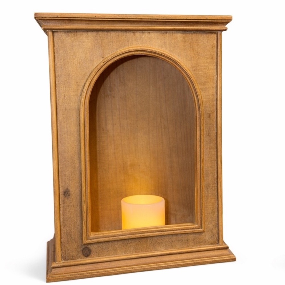 Burton & Burton Wood Arch Display Shelf NWT Rustic Decorative Niche